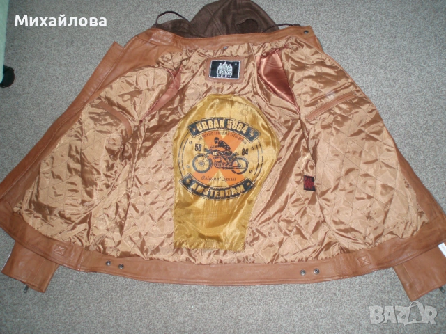 Кожено яке за мотор естествена кожа Urban motor AmsterdamUnisex, снимка 6 - Якета - 54244355