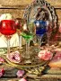 5 броя Цветни кристални чаши-италиански , снимка 1