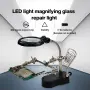 Стойка за поялник с LED лупа и щипки за запояване - тип "трета ръка", снимка 1