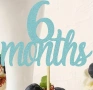 6 months месеца 1/2 годинка картонени топери брокат син цвят за декорация на в кексчета , снимка 2