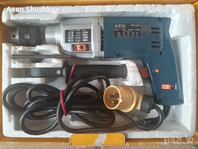 Ударна бормашина, 4 скорости, AEG SB 4-500 , Made in West Germany, снимка 4 - Бормашини - 55330107