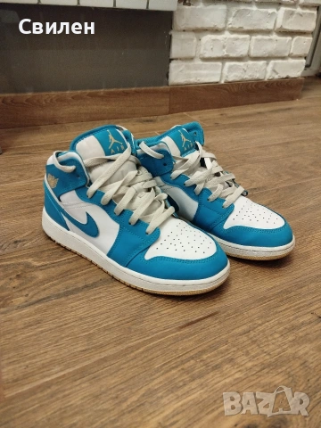 Nike Air Jordan 1 Mid Aquatone GS 37.5, снимка 6 - Детски маратонки - 55286526