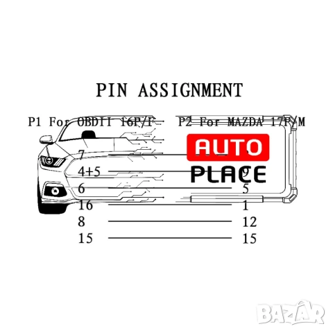 Кабел / Преходник / Адаптер за Mazda 17 Пина 17 Pin Мазда Delphi, снимка 6 - Аксесоари и консумативи - 53973019