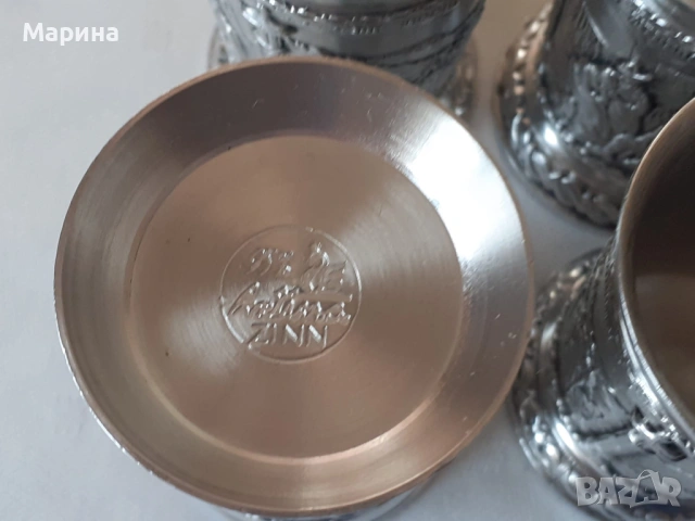 Комплект за ракия от калай Antik*Vintage № 23 1, снимка 7 - Антикварни и старинни предмети - 54458780
