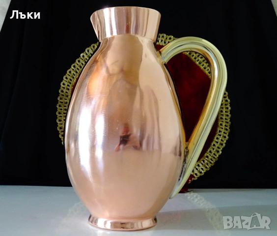 Медна кана,свръх масивна,чиста червена мед 850 гр.,1 л. , снимка 3 - Антикварни и старинни предмети - 54989546
