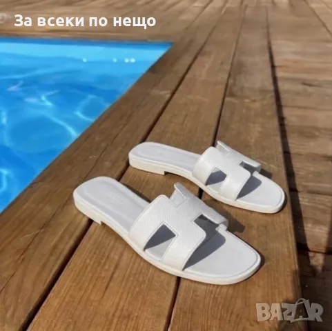 Hermes Oran White Дамски Бели Чехли 100% Естествена Кожа Код ch