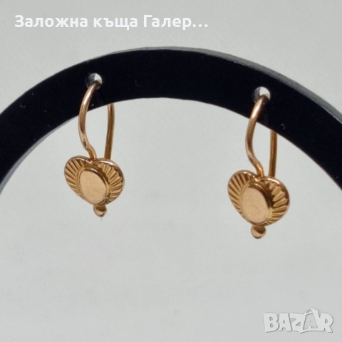 Златни обеци – съветско злато, проба 583, 2,45г, снимка 2 - Обеци - 54215746