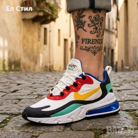 📌📌Мъжки Маратонки Nike Air Max 270 React – Мултицветен „Bauhaus“ дизайн , снимка 3 - Маратонки - 54257696