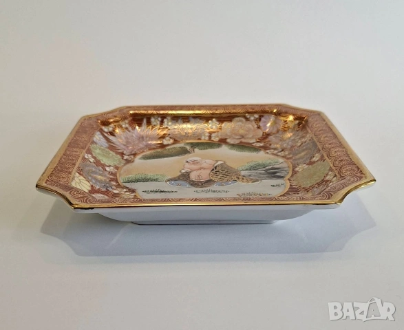 Японска декоративна чиния в стил Satsuma, снимка 2 - Чинии - 54234936