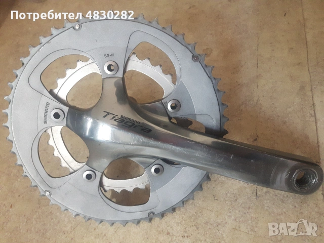 Shimano Тiagra 4600 / 170мм  Само десния курбел със плочите като на снимката, нямам ляв 170мм, снимка 2 - Части за велосипеди - 55072803