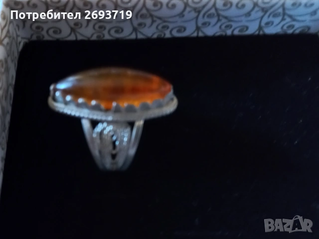Стар пръстен с ясен кехлибар, снимка 5 - Пръстени - 55014295