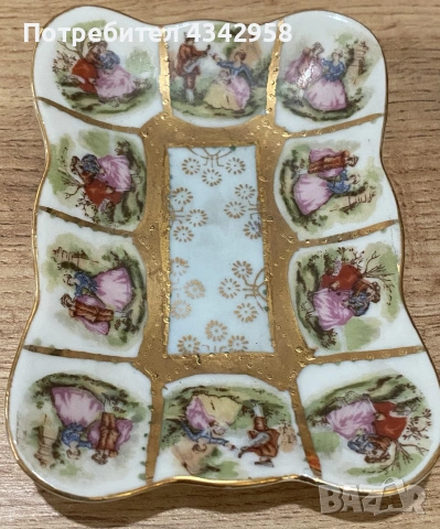 Винтидж порцеланови подложки с романтични сцени, Германия, 1935–1955г.,комплект, снимка 2 - Антикварни и старинни предмети - 55184668
