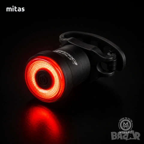 Задна LED стоп светлина за велосипед FORCE GLITZ, 20LM, 20 COB LED, USB-C, IP65