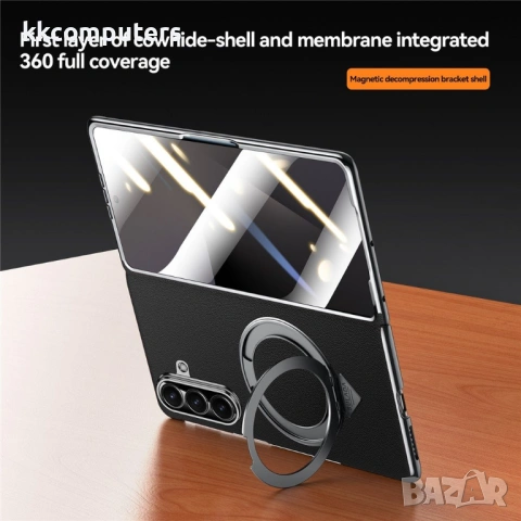 Кожен Калъф за Samsung Galaxy Z Fold7 5G SULADA MagSafe със Стойка и Скрийн Протектор – 3 цвята, снимка 3 - Калъфи, кейсове - 54548760