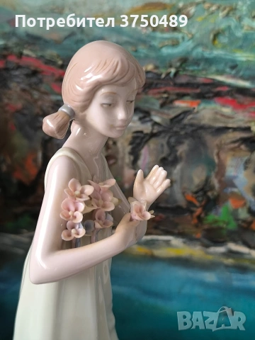 Порцеланова фигурка на момиче с букет цветя , снимка 4 - Колекции - 54196334