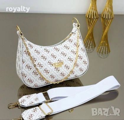 Guess Нова Бяла Кожена Дамска Чанта Гес 