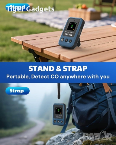 AEG AGT-2309 Portable Carbon Monoxide Detector – преносим CO детектор с акумулаторна батерия и аларм, снимка 6 - Други инструменти - 54517495