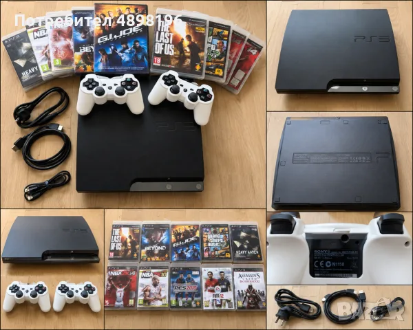 PlayStation 3 Slim 160GB + 2 Оригинални Джойстика + 10 Игри