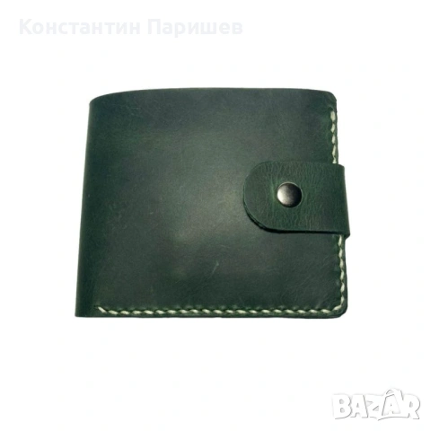 Мъжки портфейл от 100% естествена зелена кожа, снимка 2 - Портфейли, портмонета - 54831797
