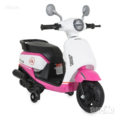 ТОП ЦЕНА!НОВО!Детски акумулаторен мотор Honda PINK с 12V батерия,предни светлини