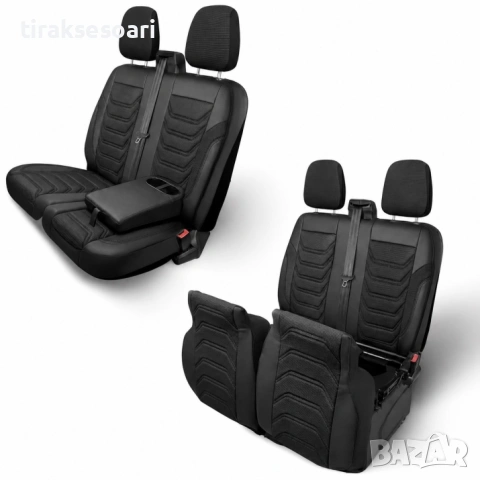 Луксозна тапицерия PANDA за Ford Transit Custom MK2 2023-2024 – еко кожа и текстил черно/сиво, снимка 2 - Аксесоари и консумативи - 54622075