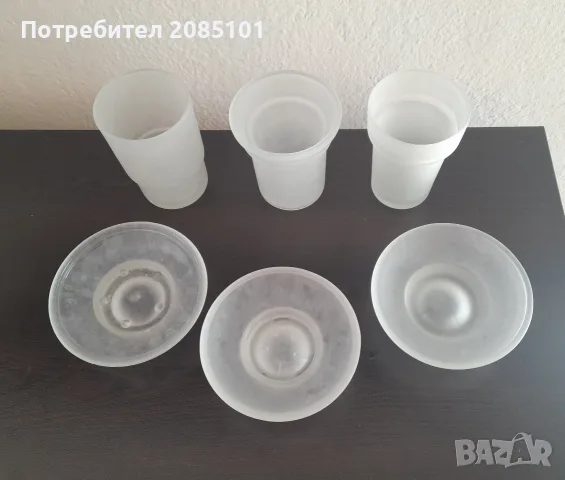 Стъклени чашки и сапунерки за баня, снимка 2 - Други стоки за дома - 55564121