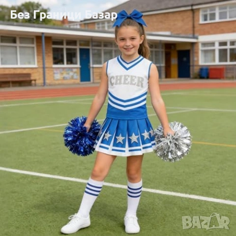 Нов Детски костюм за мажоретка 5 части с помпони и аксесоари 12/14 години момиче, снимка 7 - Други - 54089840