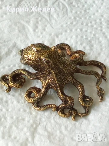 Бронзова фигурка на октопод 🐙 54393, снимка 2 - Колекции - 54177400