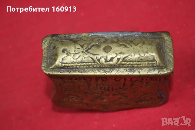 Старинна бронзова барутница, паласка, фишеклък, кутия. *1, снимка 5 - Антикварни и старинни предмети - 55422179