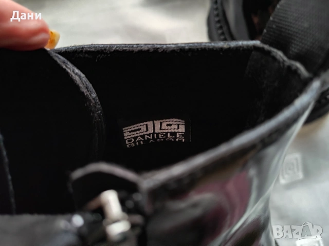 Дамски черни лачени боти , снимка 6 - Дамски боти - 53963451