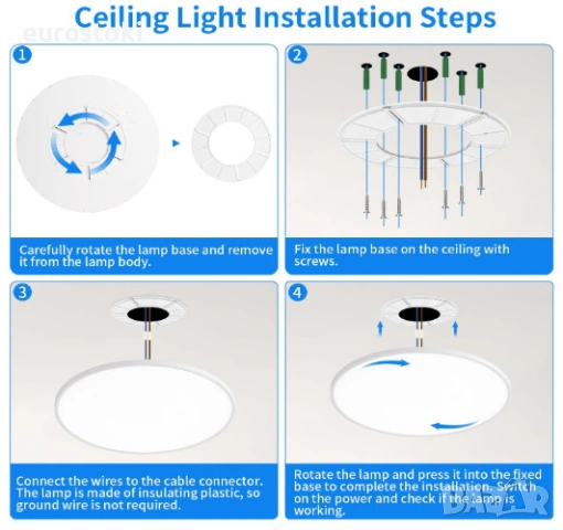 LED таванна лампа MOONSEA 80W, 80 см, голяма плоска димируема LED плафониера с дистанционно управлен, снимка 6 - Лампи за таван - 54742629