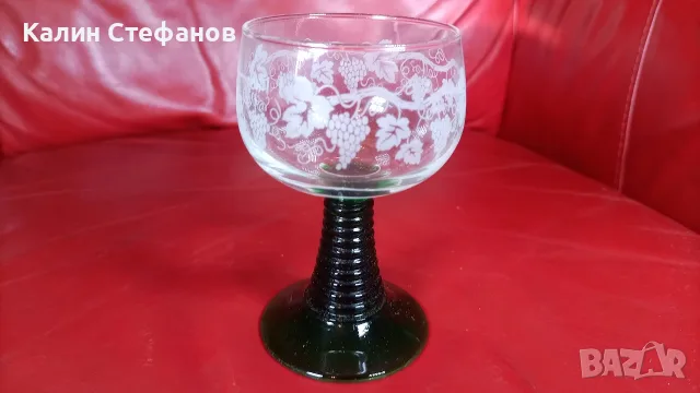 Чаши, френски кристал, зелено столче за концентрати, 100 мл в кашончето си, снимка 6 - Чаши - 55663888