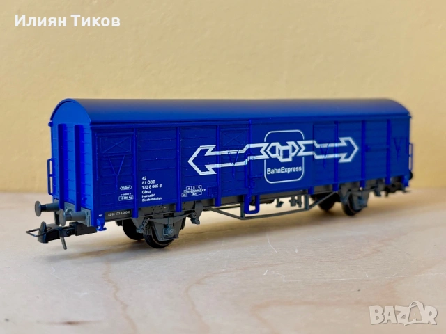 Товарен вагон Märklin 4832 DC „BahnExpress“ H0 влак, влакче , снимка 3 - Влакчета, самолети, хеликоптери - 54789248