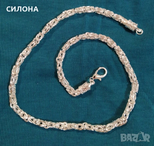 Нов, дълъг и масивен сребърен ланец за мъж. В кутия.