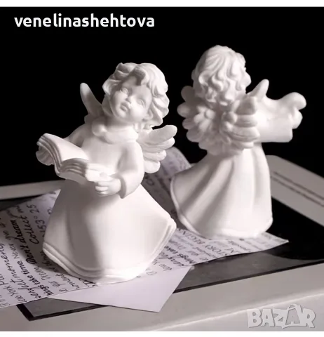 3D ангел с книга в ръце силиконов молд форма свещи гипс сапун смола фондан декорация торта 
