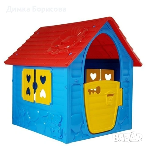 Детска градинска къщичка – Синя къща за игра на открито и закрито с отваряеми врати и прозорци, снимка 16 - Градински мебели, декорация  - 54549851