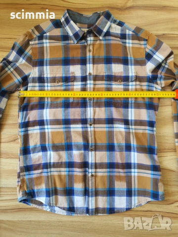 Карирана мъжка риза Esprit Slim Fit синьо и кафяво размер L 100% памук, снимка 10 - Ризи - 54810451