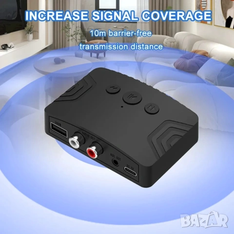 Безжичен Bluetooth 5.3 Аудио Приемник и Предавател R20 с RCA, AUX и USB порт, снимка 8 - Други - 54364670