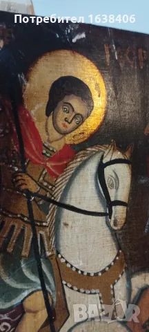 Лот от 3 броя ръчно рисувани православни икони върху дърво, снимка 5 - Икони - 55433237