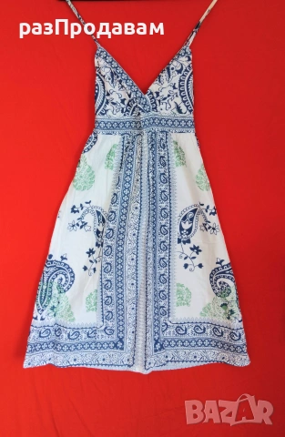 Лятна Рокля с Индийски мотиви и орнаменти на Цветя- 100% Памук- Марка- OUTFIT Fashion- Размер 36- S