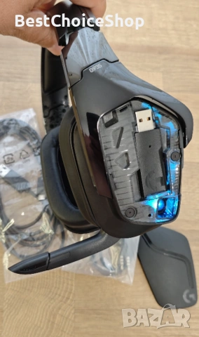  Безжични геймърски слушалки Logitech G935 Wireless 7.1 LIGHTSYNC – Пълен комплект, снимка 4 - Слушалки за компютър - 54826349