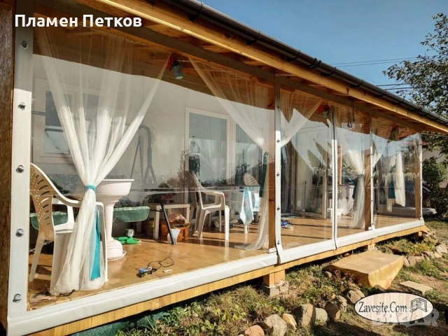 Изработка на Ветроупорни завеси, Врати за навеси, Беседки и Навеси!