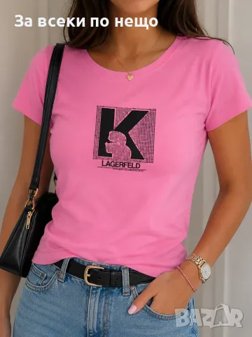 Karl Lagerfeld Дамска Тениска👕Дамска Блуза С Къс Ръкав Карл Лагерфелд - Различни Цветове Код A1612