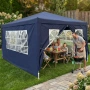 Градинска шатра павилион 3x4x2.5 м синя – Парти шатра със стени, 4 прозореца и вход с цип, снимка 2