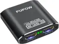 HDMI суич 2 към 1 / Сплитер 1 към 2 Pupow 4K, двупосочен, алуминиев корпус, снимка 1