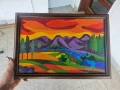 Рисувана картина с темпера,Пейзаж 39х27см, снимка 2