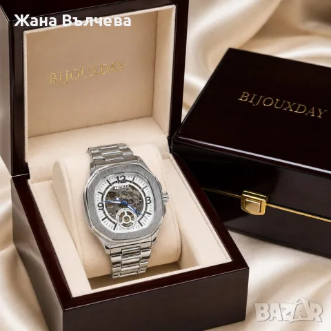 Мъжки механичен часовник T-GOER Skeleton Steel White
