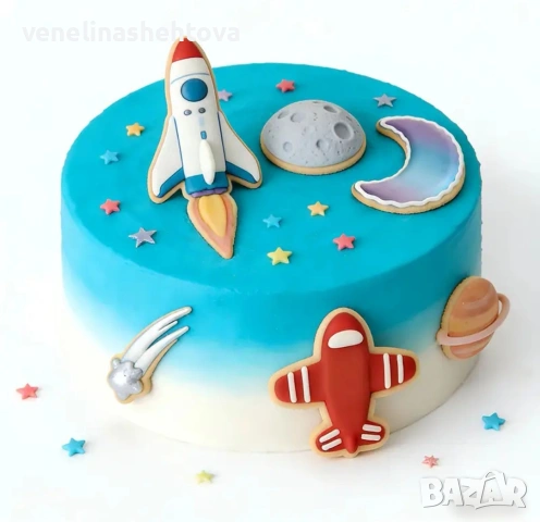 6 броя комплект космос астронавт земя резци за тесто за бисквитки фондан декорация торта , снимка 2 - Форми - 54003007