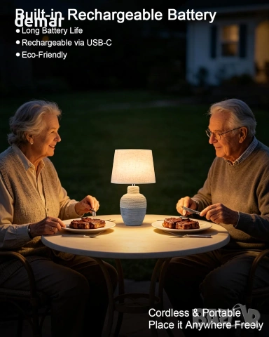 Безжима преносима LED нощна лампа с димер и RGB/температури, USB-C, дистанционно, таймер, снимка 8 - Настолни лампи - 55027060
