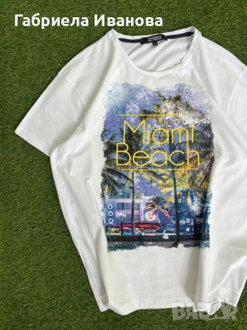 Мъжка тениска Trussardi Action с графичен принт "Miami Beach" | Размер L